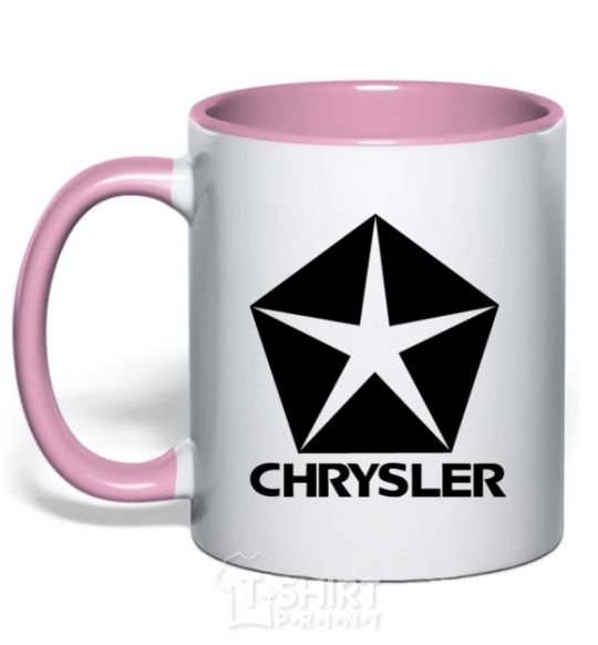 Mug with a colored handle Logo Chrysler light-pink фото