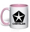 Mug with a colored handle Logo Chrysler light-pink фото