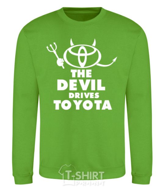 Свитшот The devil drives toyota Лаймовый фото