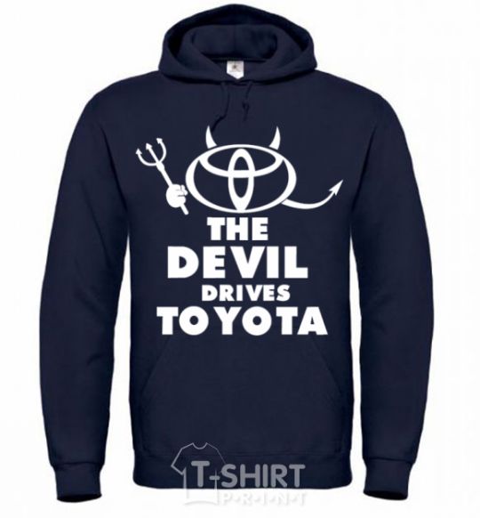 Мужская толстовка (худи) The devil drives toyota Темно-синий фото