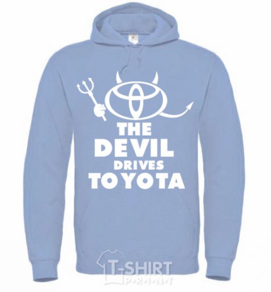 Мужская толстовка (худи) The devil drives toyota Голубой фото