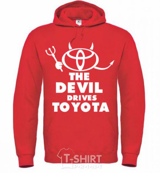 Men`s hoodie The devil drives toyota bright-red фото