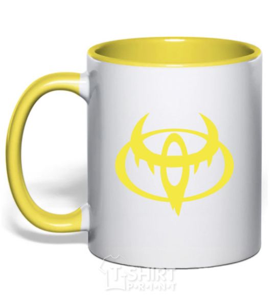 Mug with a colored handle Evil toyota yellow фото