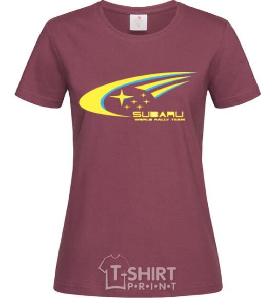 Женская футболка Subaru world rally team Бордовый фото