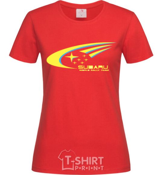 Женская футболка Subaru world rally team Красный фото