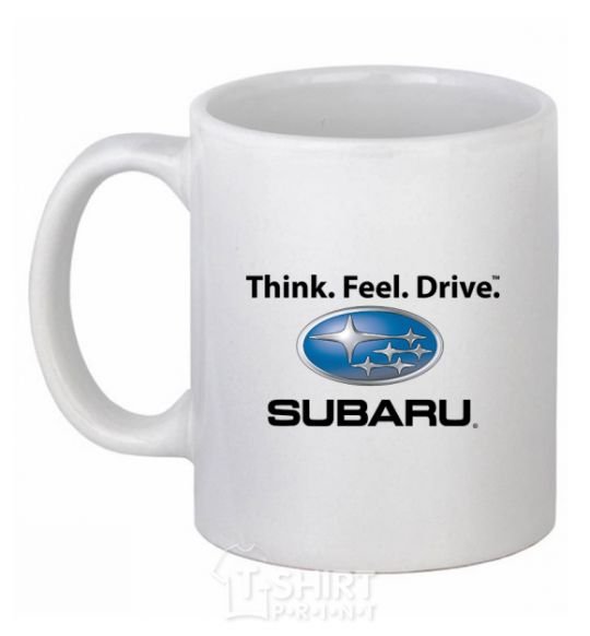 Чашка керамическая Think feel drive Subaru Белый фото