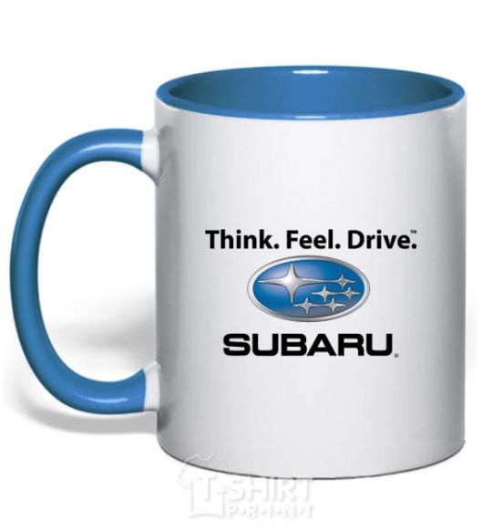 Чашка с цветной ручкой Think feel drive Subaru Ярко-синий фото