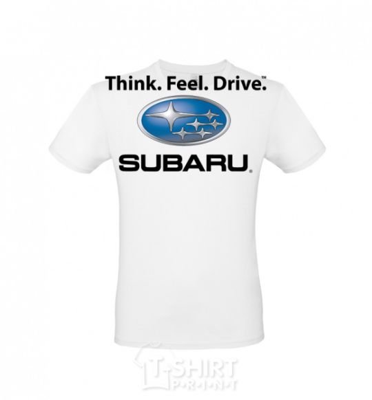 Men's T-Shirt Think feel drive Subaru White фото