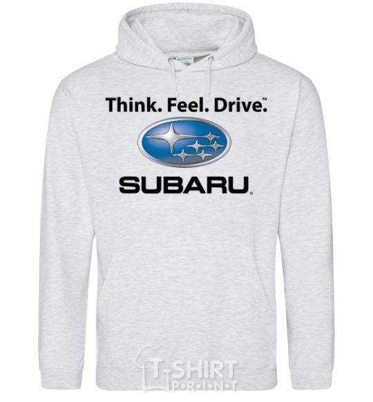 Мужская толстовка (худи) Think feel drive Subaru Серый меланж фото