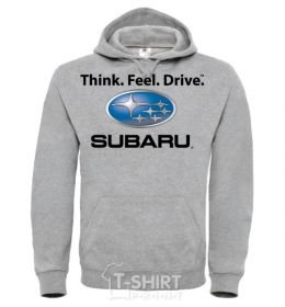 Men`s hoodie Think feel drive Subaru sport-grey фото