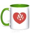 Mug with a colored handle Love W kelly-green фото
