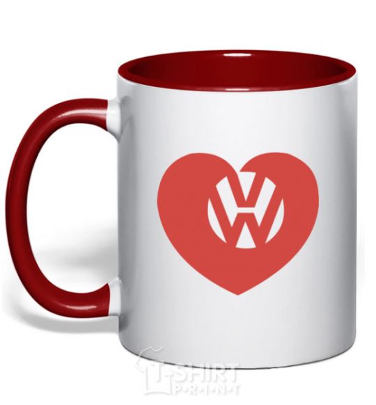 Mug with a colored handle Love W red фото