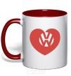 Mug with a colored handle Love W red фото