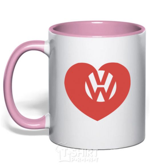 Mug with a colored handle Love W light-pink фото