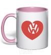 Mug with a colored handle Love W light-pink фото