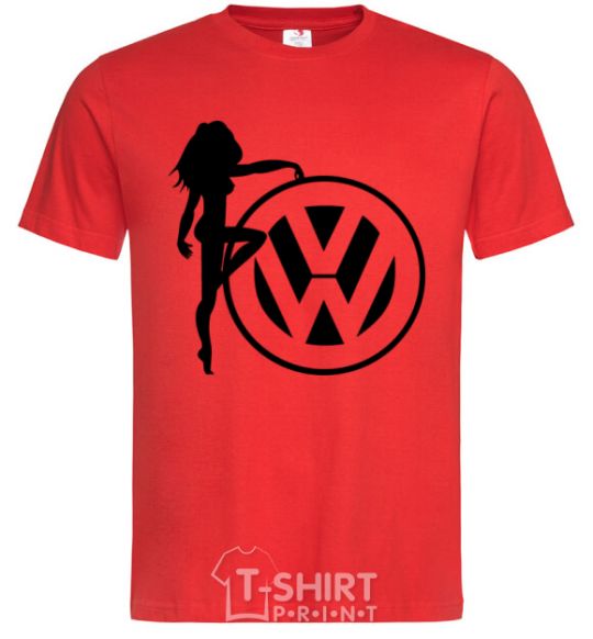 Men's T-Shirt Girls love Volkswagen red фото