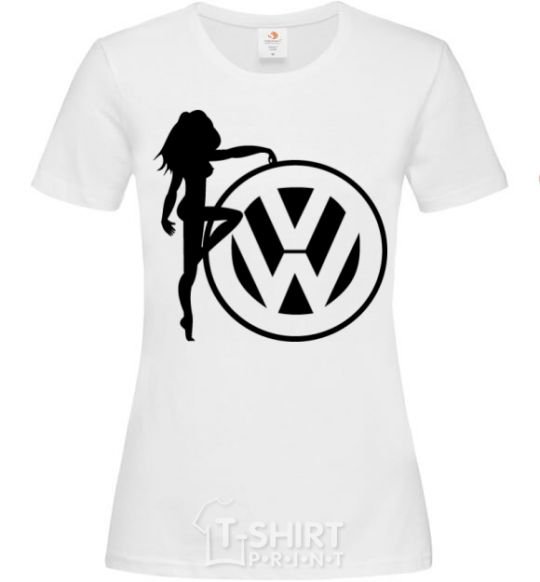 Women's T-shirt Girls love Volkswagen White фото