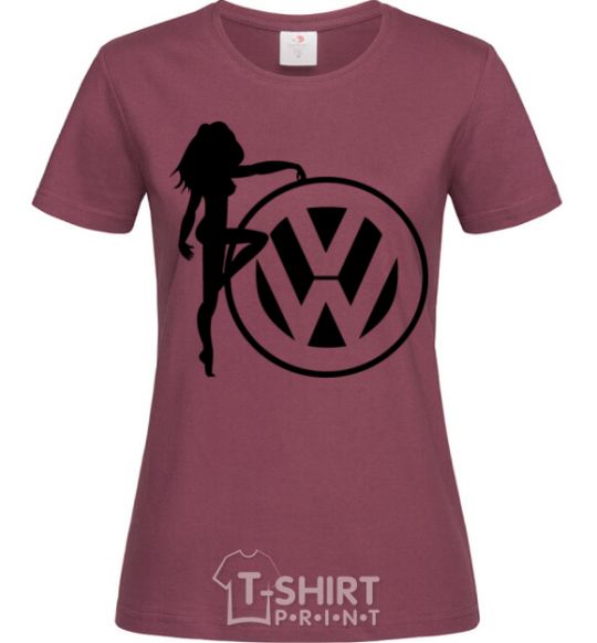 Women's T-shirt Girls love Volkswagen burgundy фото