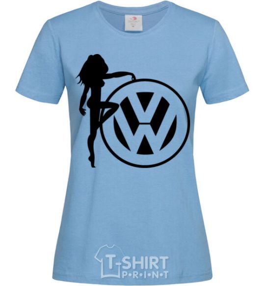 Women's T-shirt Girls love Volkswagen sky-blue фото