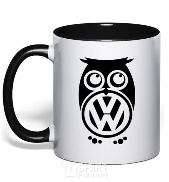 Mug with a colored handle Volkswagen Owl black фото
