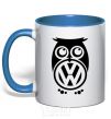 Mug with a colored handle Volkswagen Owl royal-blue фото
