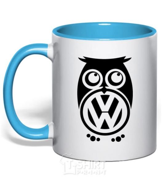 Mug with a colored handle Volkswagen Owl sky-blue фото