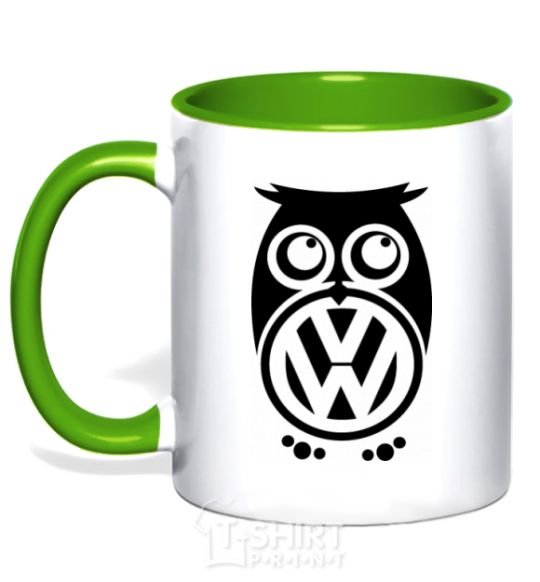Mug with a colored handle Volkswagen Owl kelly-green фото