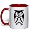 Mug with a colored handle Volkswagen Owl red фото