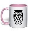 Mug with a colored handle Volkswagen Owl light-pink фото