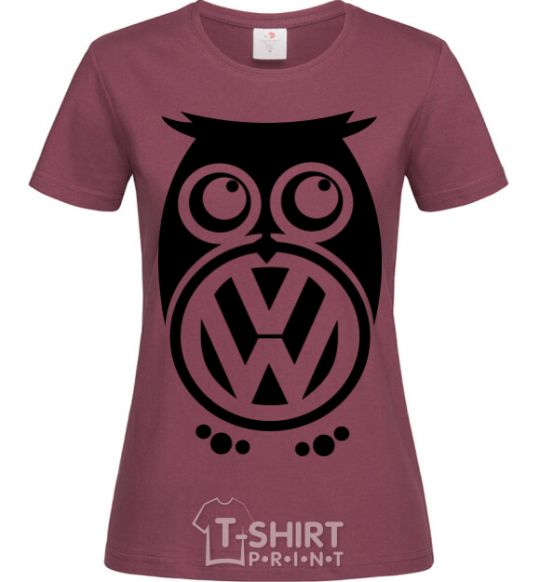 Women's T-shirt Volkswagen Owl burgundy фото