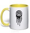 Mug with a colored handle Volkswagen blotch yellow фото