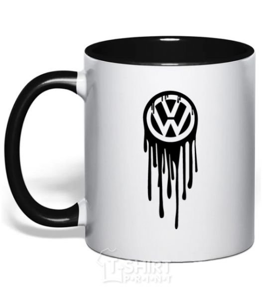 Mug with a colored handle Volkswagen blotch black фото