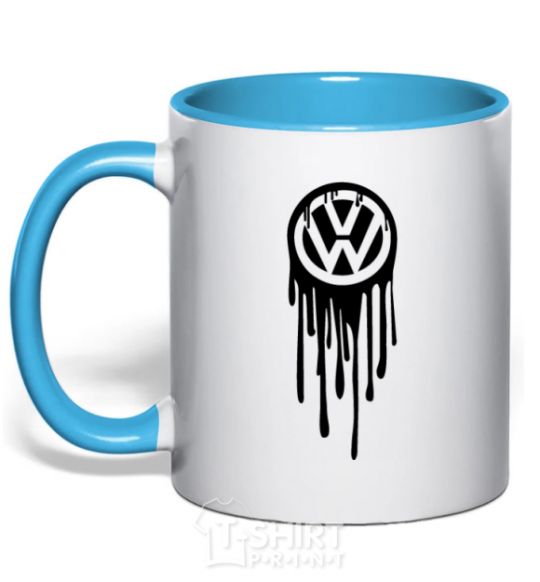 Mug with a colored handle Volkswagen blotch sky-blue фото