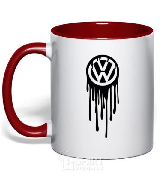 Mug with a colored handle Volkswagen blotch red фото