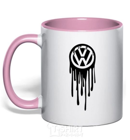 Mug with a colored handle Volkswagen blotch light-pink фото