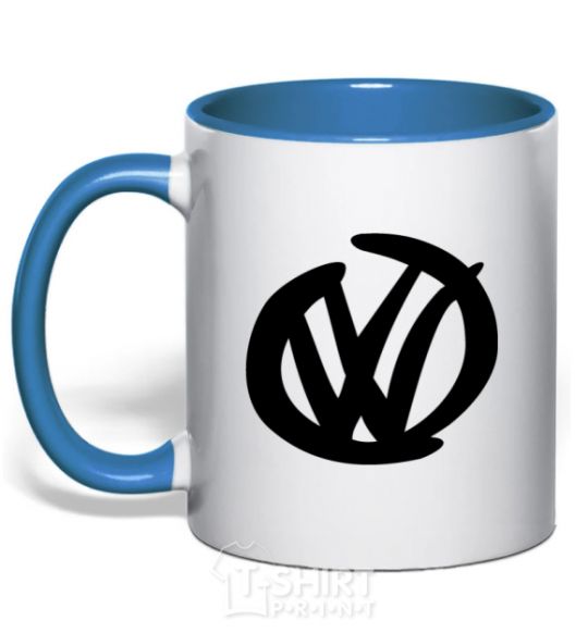 Чашка с цветной ручкой Volkswagen фломастером Ярко-синий фото