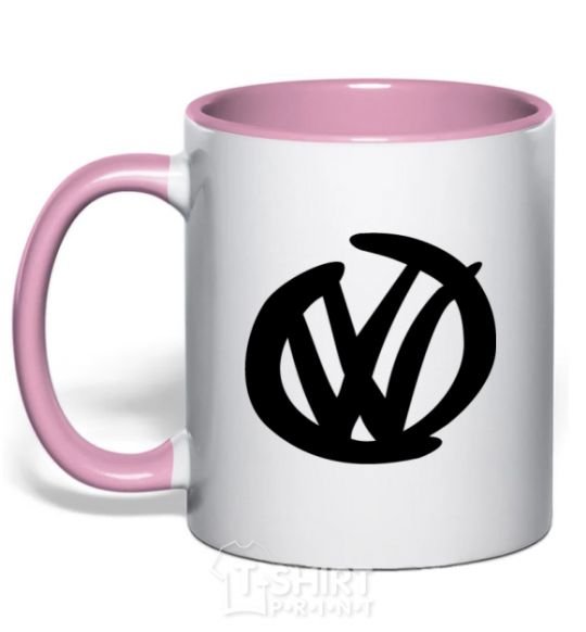 Чашка с цветной ручкой Volkswagen фломастером Нежно розовый фото
