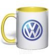 Mug with a colored handle Volkswagen color logo yellow фото