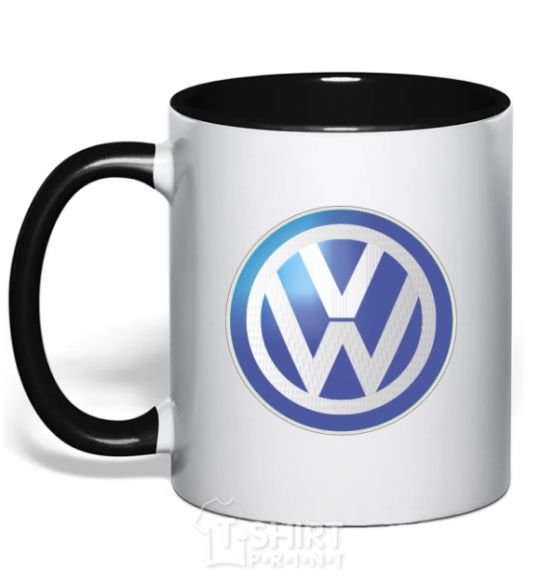 Mug with a colored handle Volkswagen color logo black фото