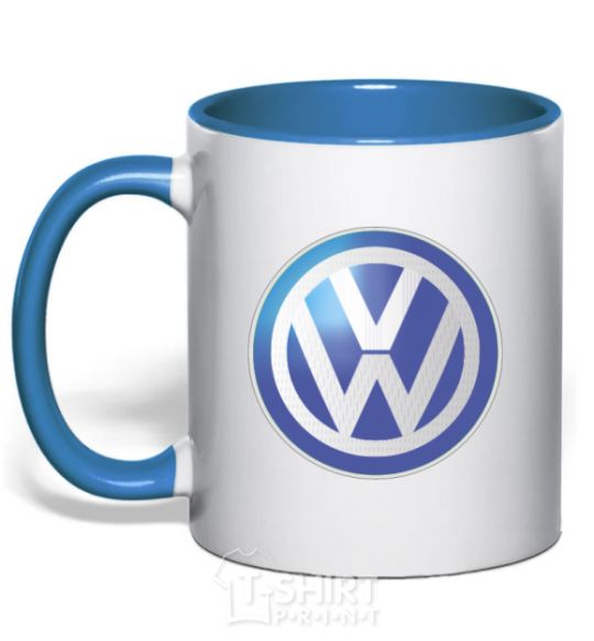 Mug with a colored handle Volkswagen color logo royal-blue фото