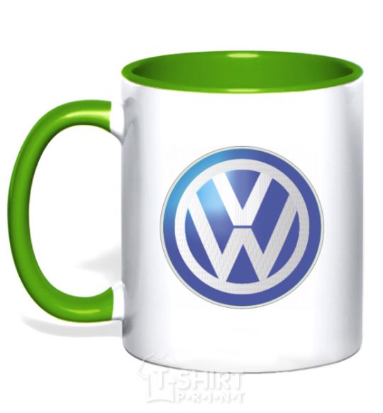 Mug with a colored handle Volkswagen color logo kelly-green фото