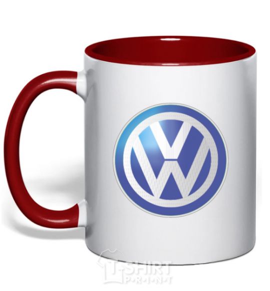 Mug with a colored handle Volkswagen color logo red фото