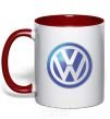 Mug with a colored handle Volkswagen color logo red фото