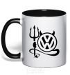 Mug with a colored handle Volkswagen devil black фото