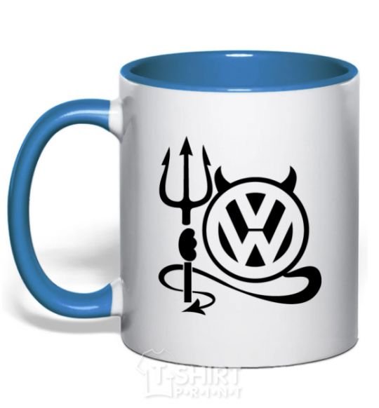 Mug with a colored handle Volkswagen devil royal-blue фото