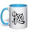 Mug with a colored handle Volkswagen devil sky-blue фото