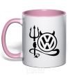 Mug with a colored handle Volkswagen devil light-pink фото