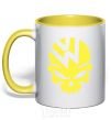 Mug with a colored handle Volkswagen skull yellow фото