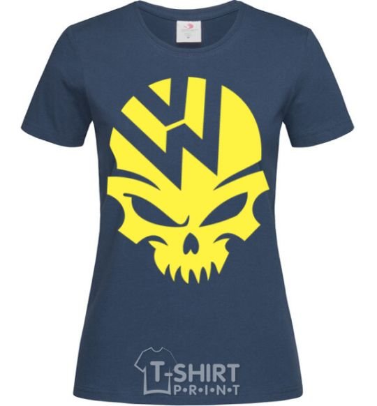 Women's T-shirt Volkswagen skull navy-blue фото