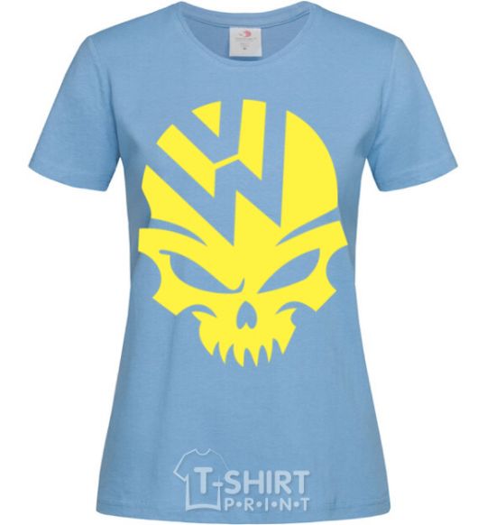 Women's T-shirt Volkswagen skull sky-blue фото